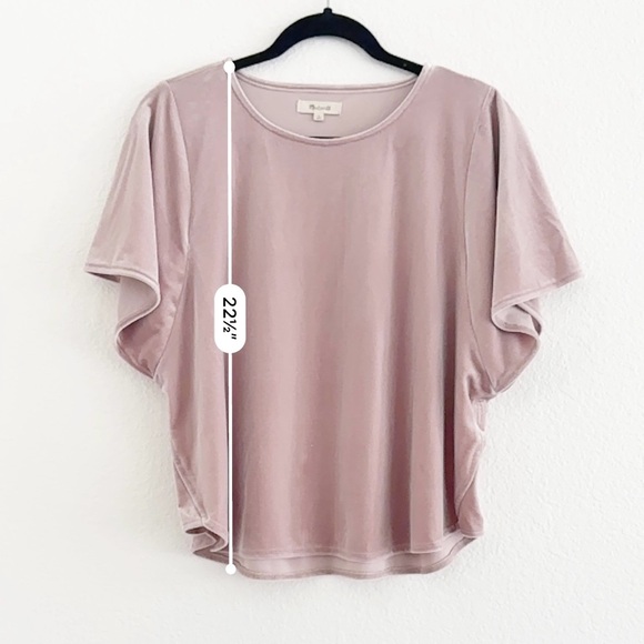 Madewell | Velvet Butterfly Sleeve Top Stretch Pink | L - Picture 7 of 7